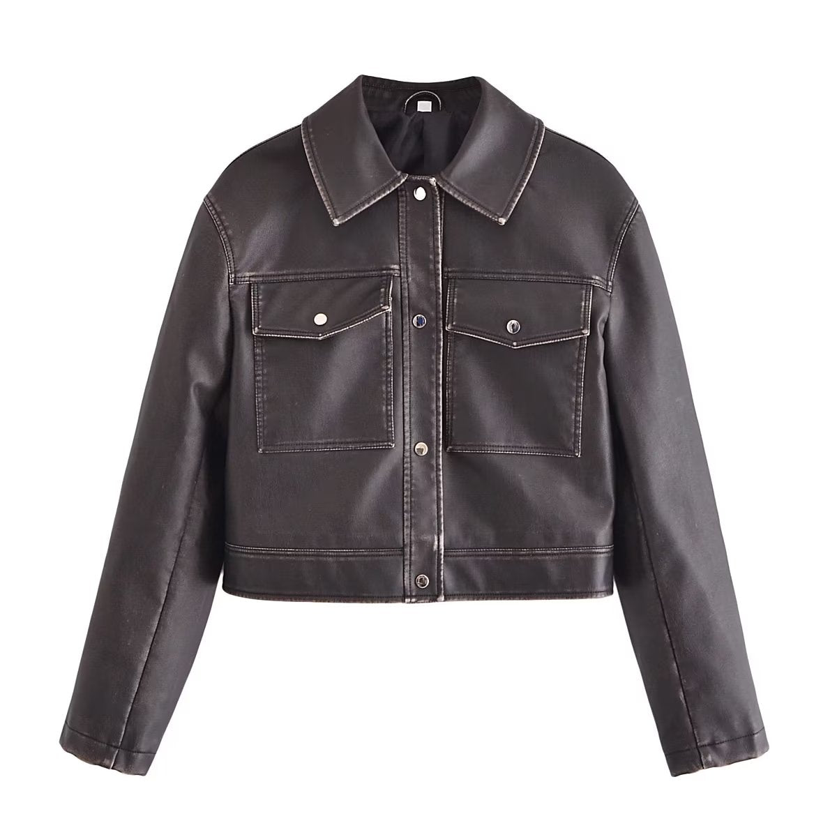 Faux Leather Short Jacket Leather Jacket