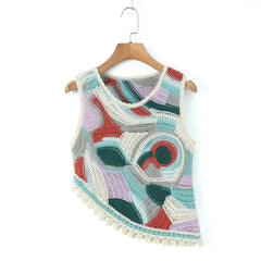 Tassel Retro Vest Irregular Asymmetric Short Vest