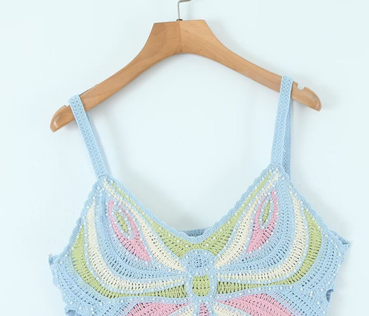 Beaded Vintage Bow Sling Crocheted Short Small Sling