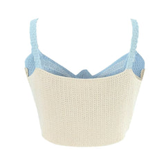 Nail Beading Holiday Bowknot Decoration V Neck Short Camisole