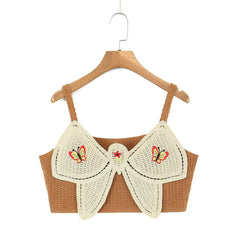 Early Bow Embroidered Slip Top Knitted Vest