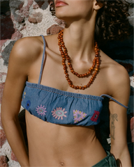 Street Embroidery Short Strap Top
