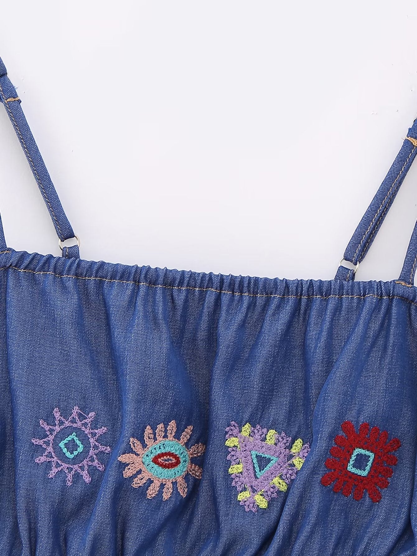 Street Embroidery Short Strap Top