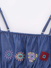Street Embroidery Short Strap Top