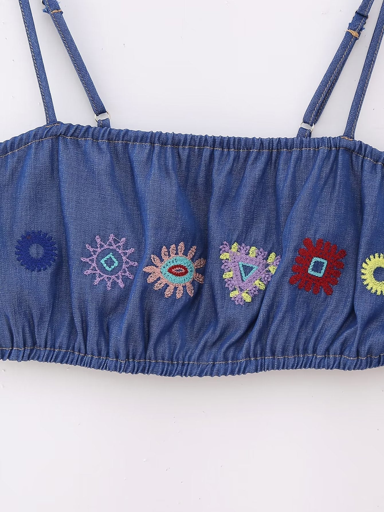Street Embroidery Short Strap Top