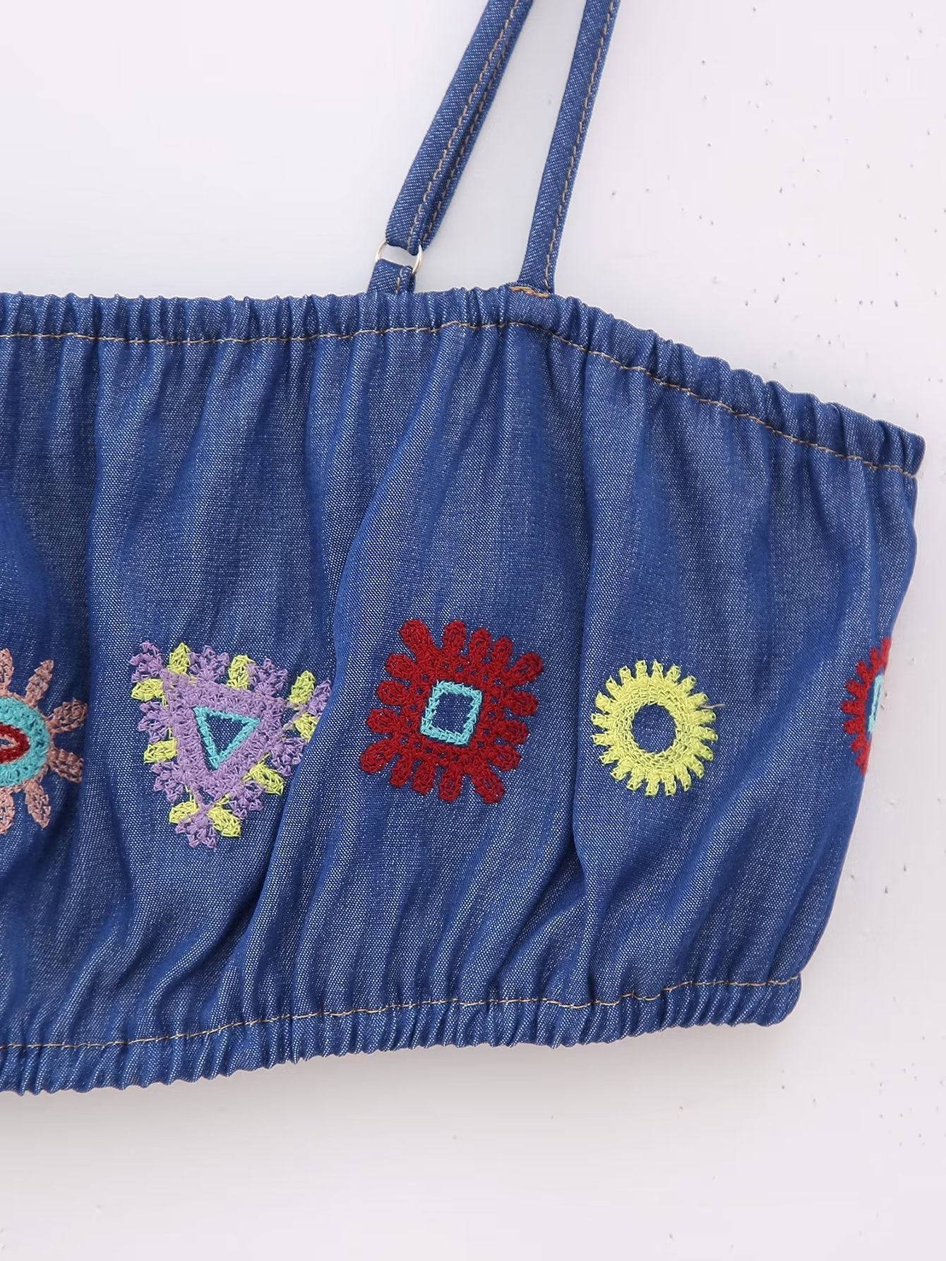 Street Embroidery Short Strap Top