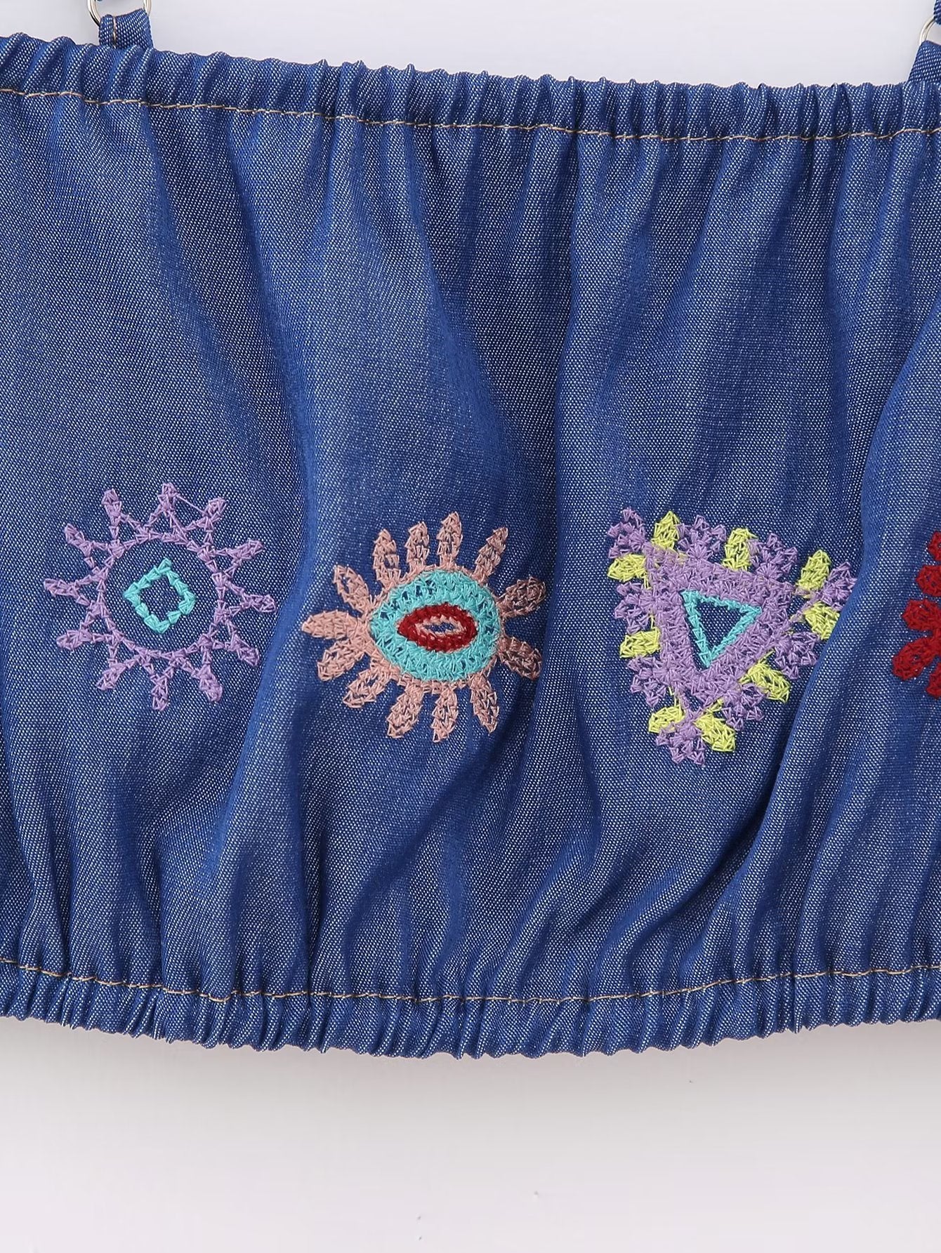 Street Embroidery Short Strap Top