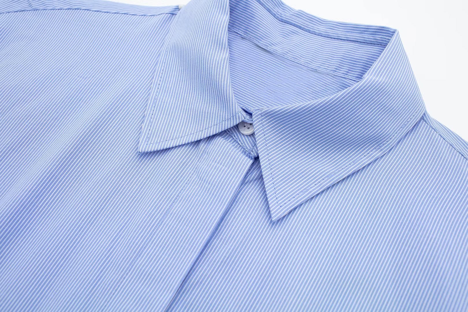 Collared Curling Short Sleeve Poplin Short Shirt