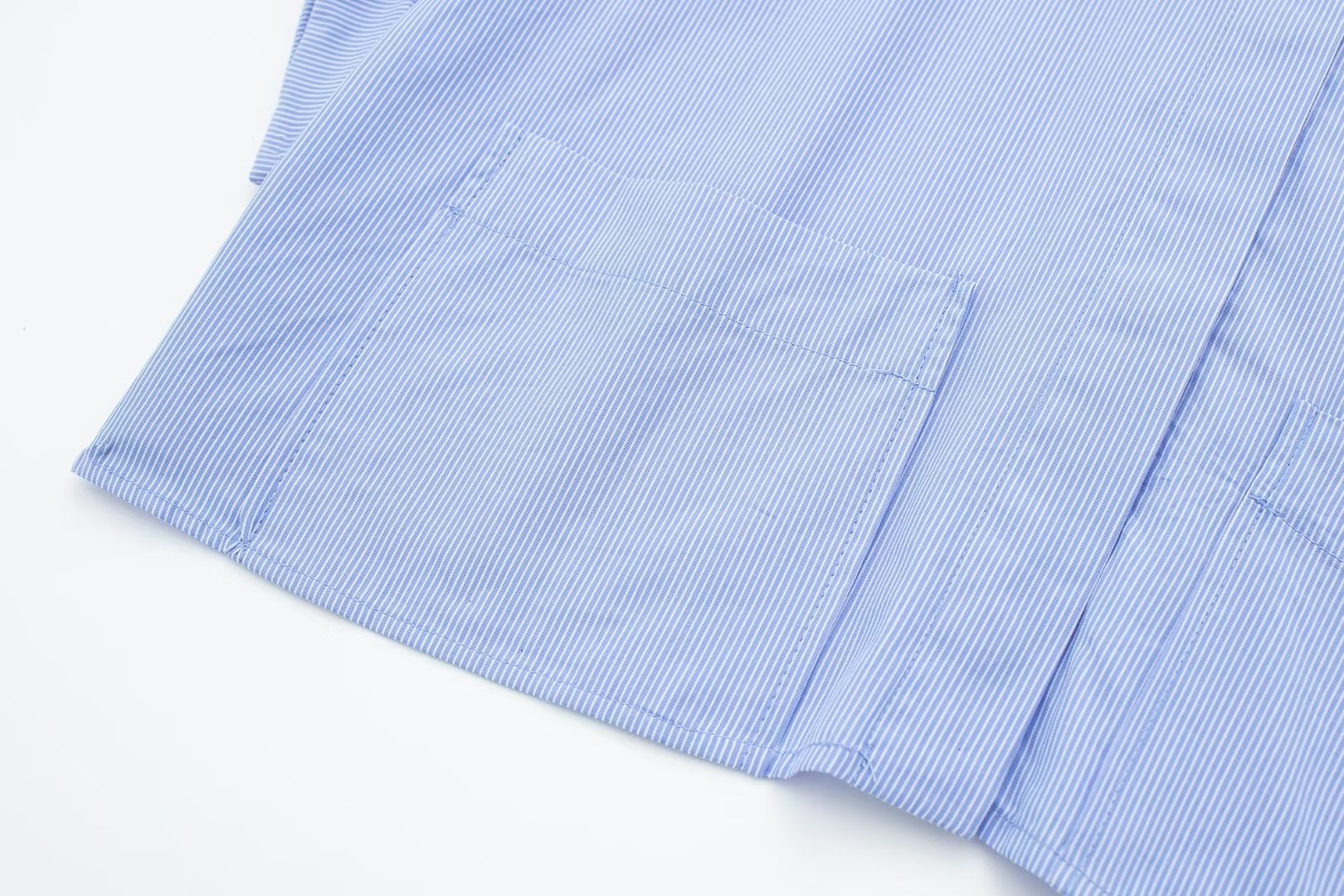 Collared Curling Short Sleeve Poplin Short Shirt