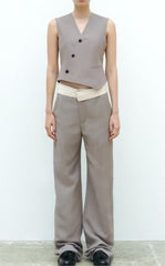 Sleeveless Straight Vest High Waist Casual Trousers Suit