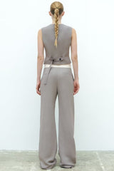 Sleeveless Straight Vest High Waist Casual Trousers Suit