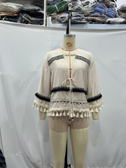 V neck Long Sleeve Decorated Tassel Cardigan