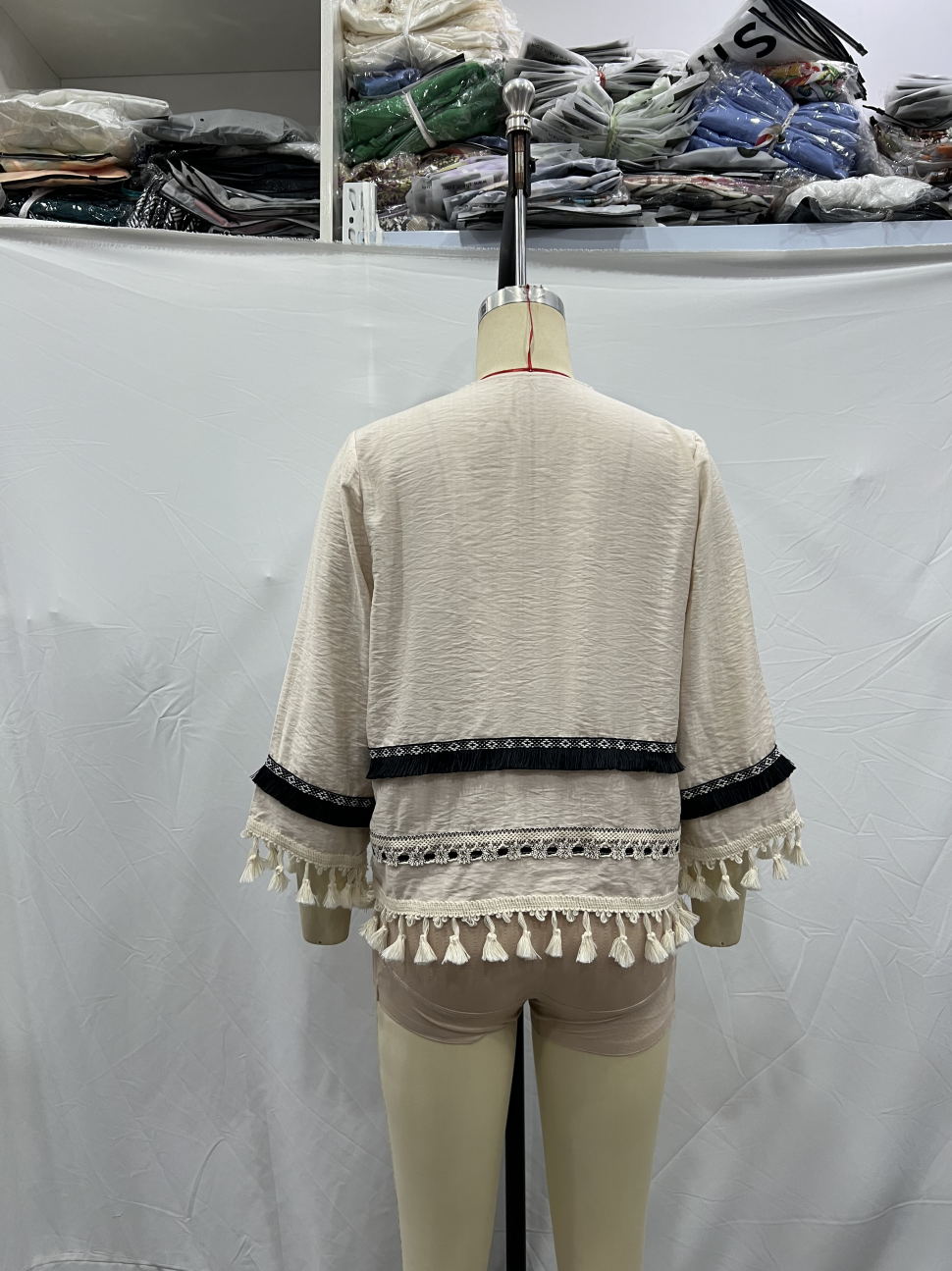 V neck Long Sleeve Decorated Tassel Cardigan