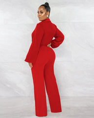 Jumpsuit V neck Long Sleeve Tight Blouse Trousers Winter