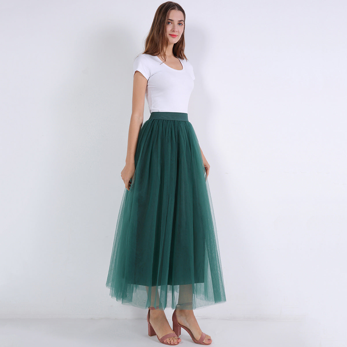 4 Layers 100 Mesh Half-Length Long Skirt Tulle Skirt Gauze Skirt