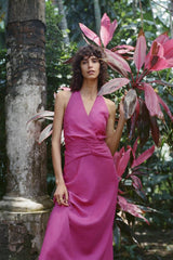 Backless Dinner Linen Blend Hanging Collar Dress
