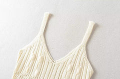 Hollowed out Patchwork Knitting Strap Top