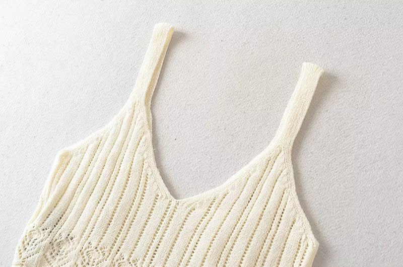 Hollowed out Patchwork Knitting Strap Top