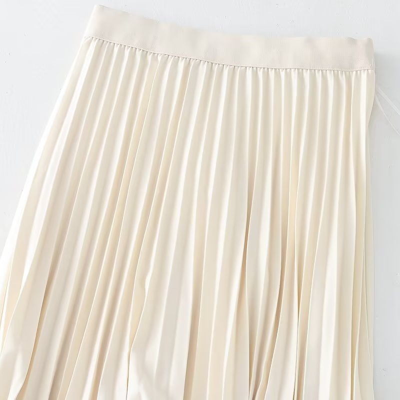 Fall Reversible Pleated Pleated Skirt High Waist Slimming Gauze Skirt Mid Length