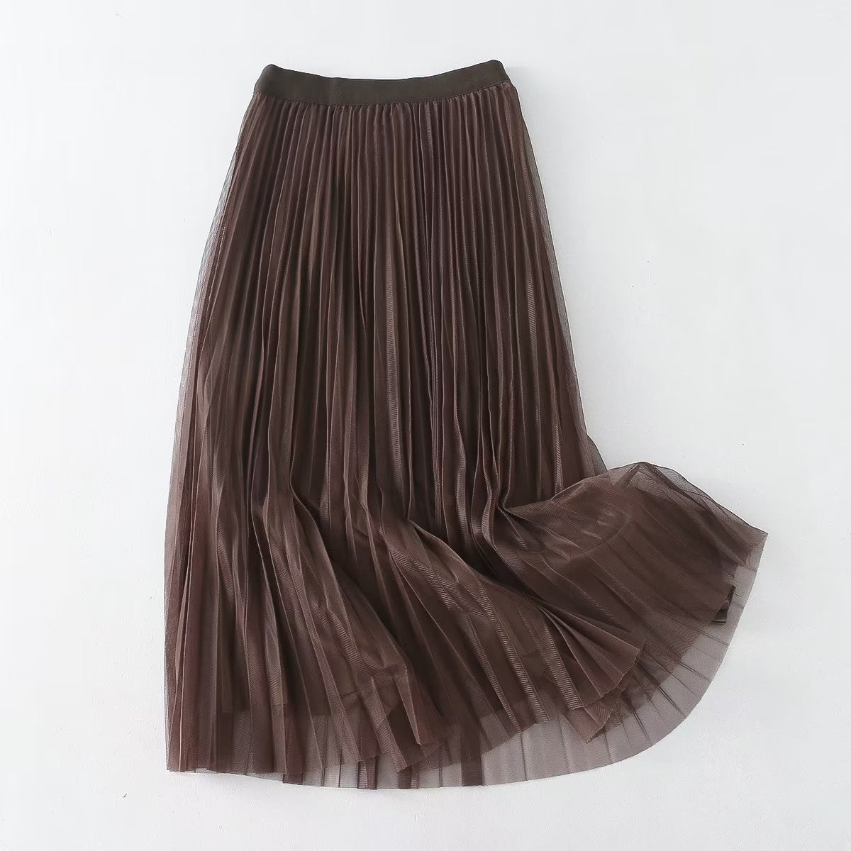Fall Reversible Pleated Pleated Skirt High Waist Slimming Gauze Skirt Mid Length