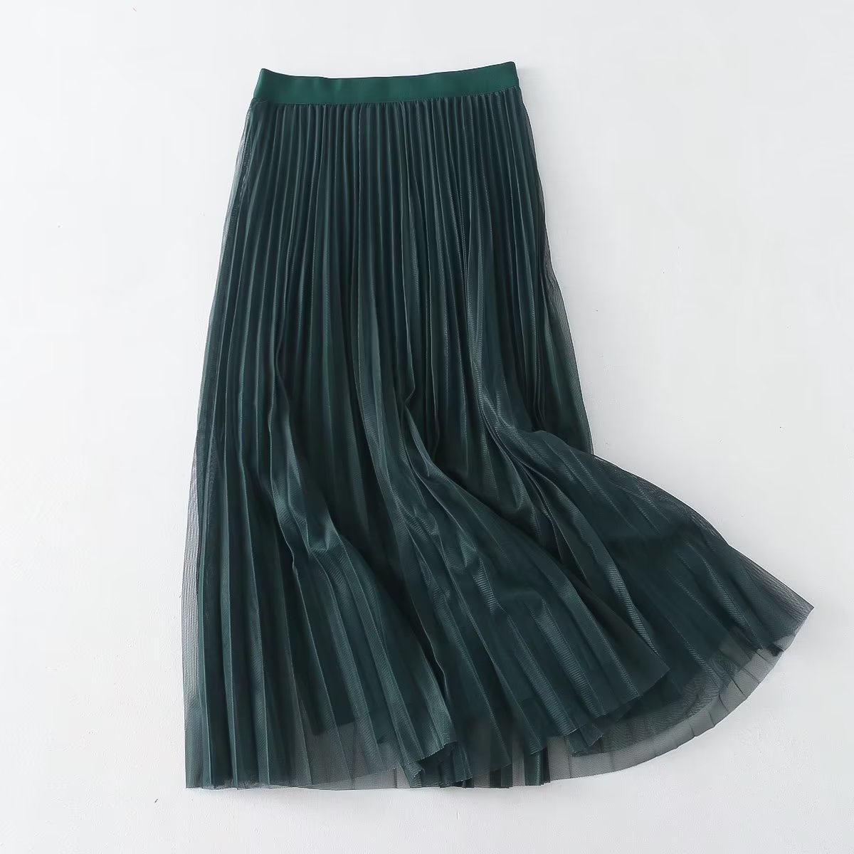 Fall Reversible Pleated Pleated Skirt High Waist Slimming Gauze Skirt Mid Length