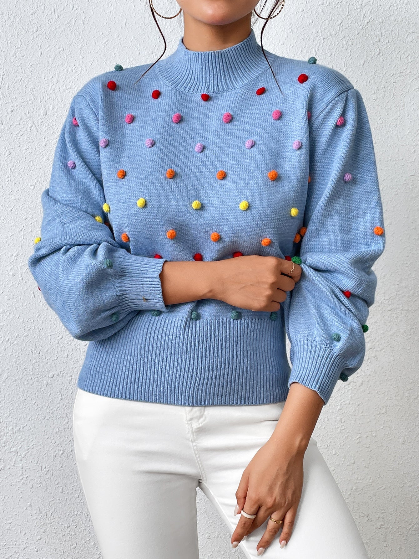 Color Beaded Knitwear Sweater