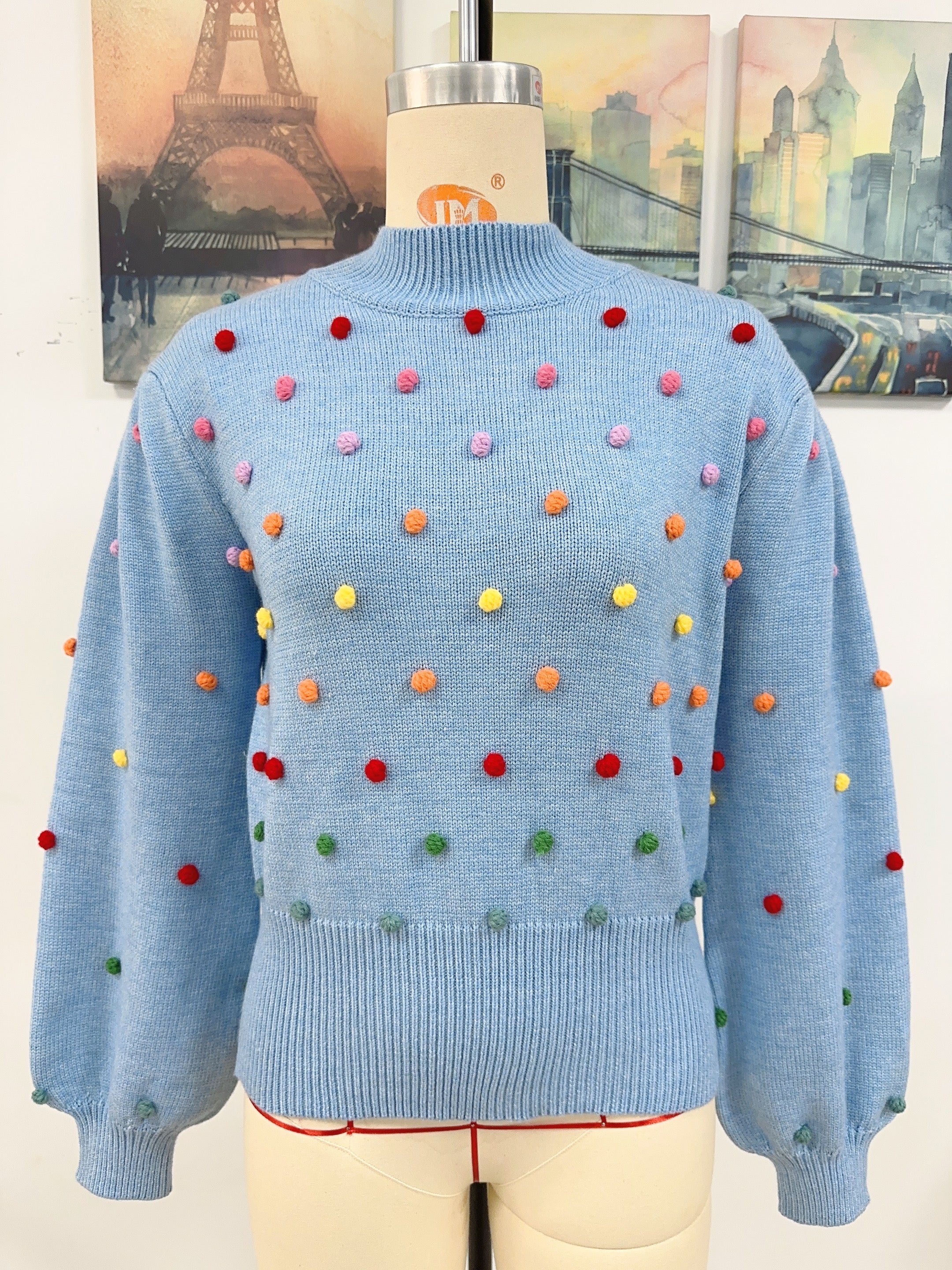 Color Beaded Knitwear Sweater