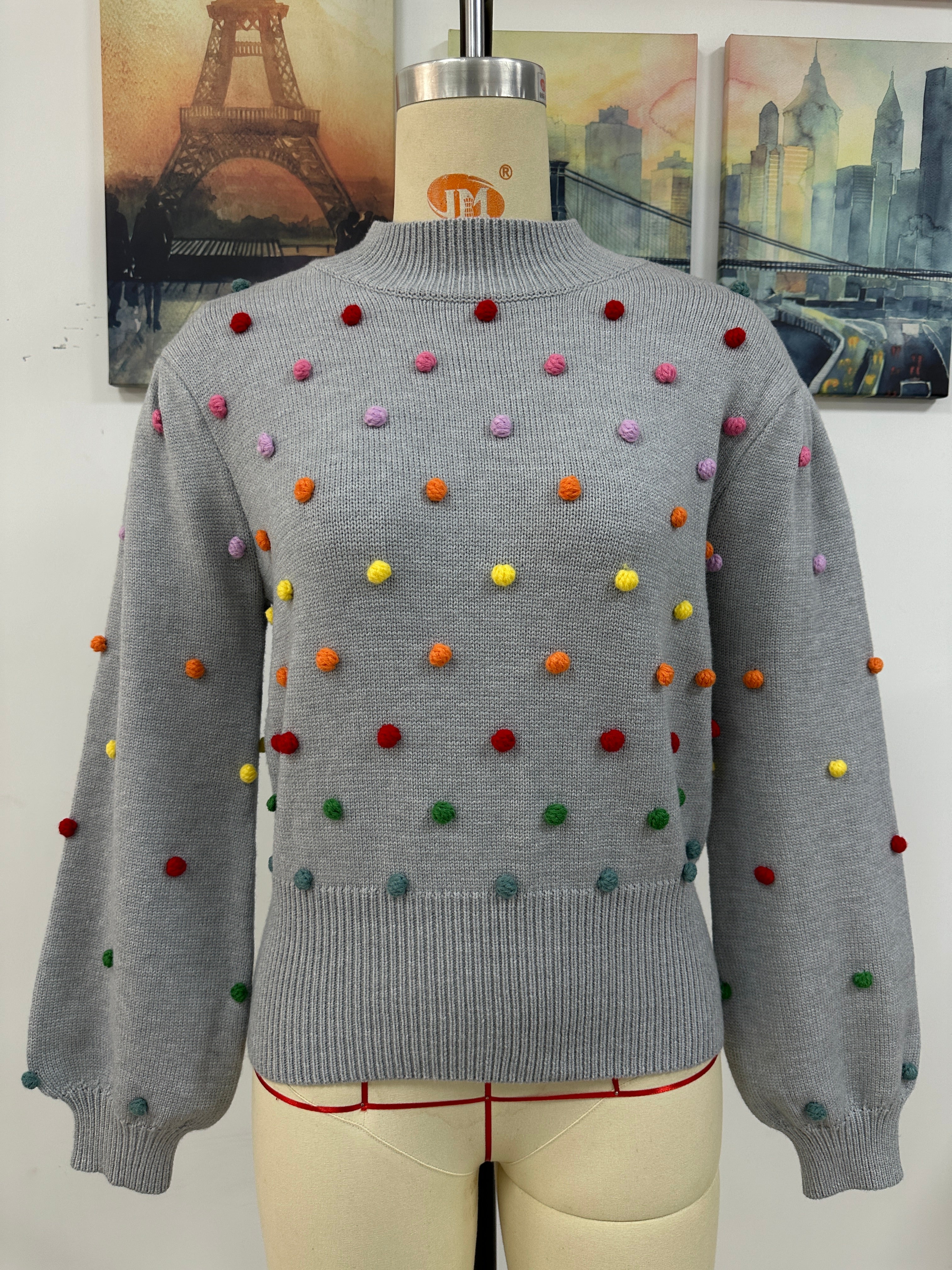 Color Beaded Knitwear Sweater