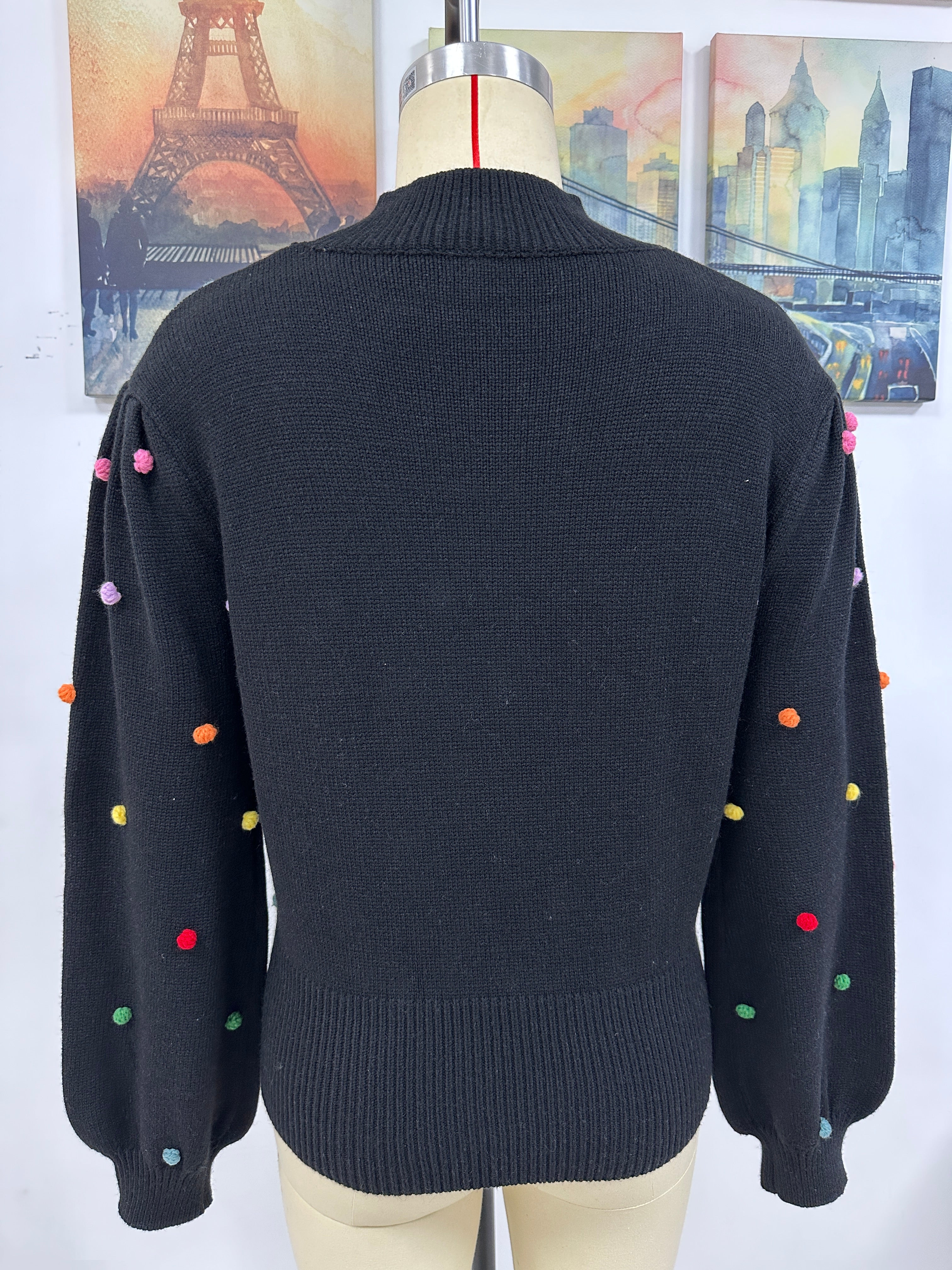 Color Beaded Knitwear Sweater