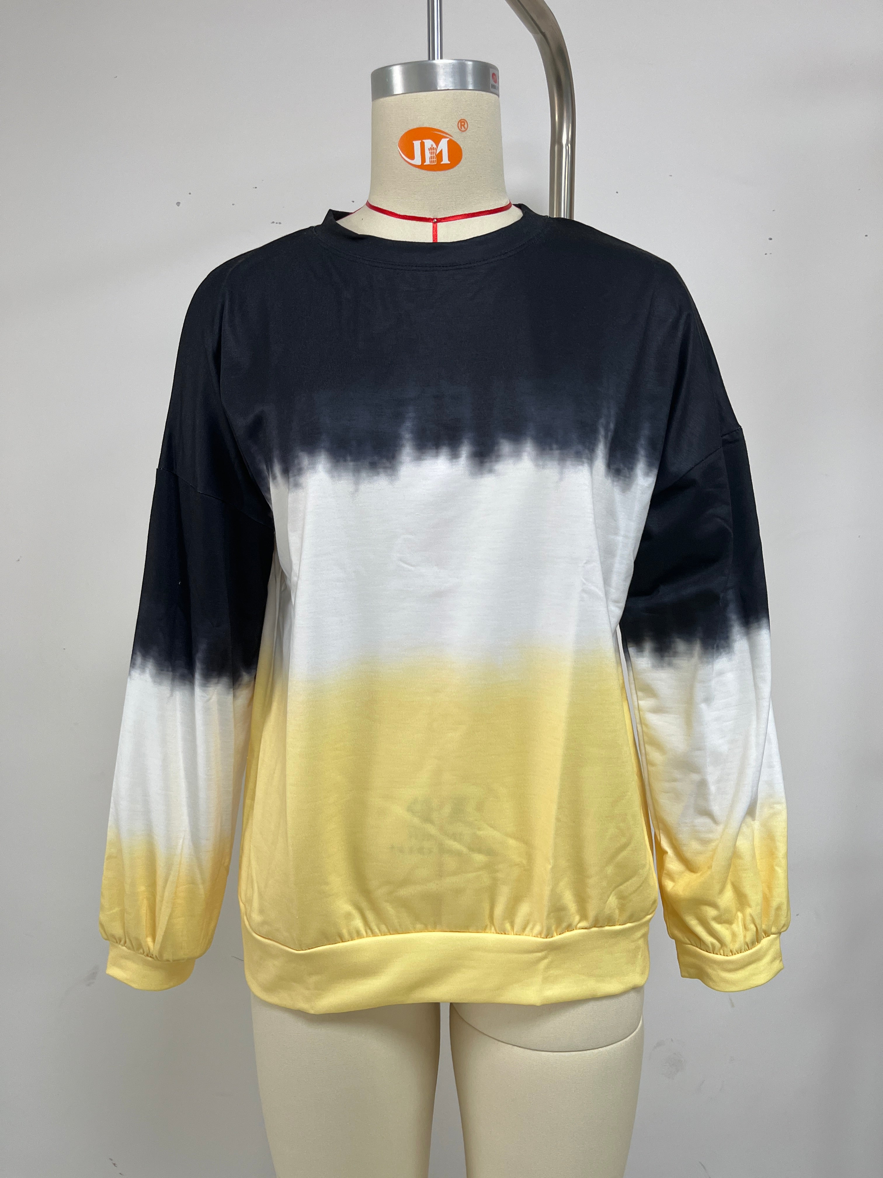 Tie-Dye Contrast Color round Neck Long Sleeve Loose Sweatshirt