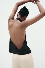 Summer' Halter Silk Satin Texture Backless Short Small Top