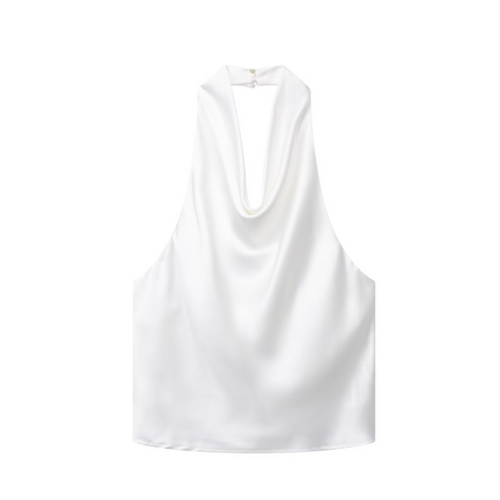 Summer' Halter Silk Satin Texture Backless Short Small Top