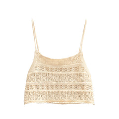 Western All Matching Hollow Out Cutout Knitted Sleeveless Sling Top