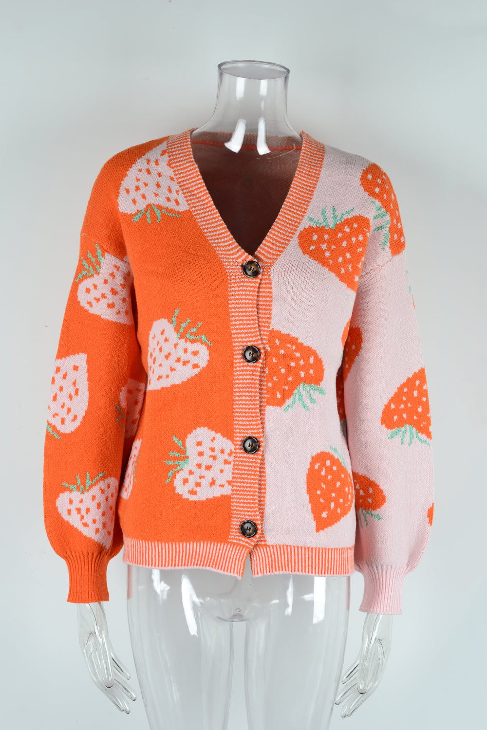 Sweater V neck Buttons Cardigan Strawberry Coat Sweater