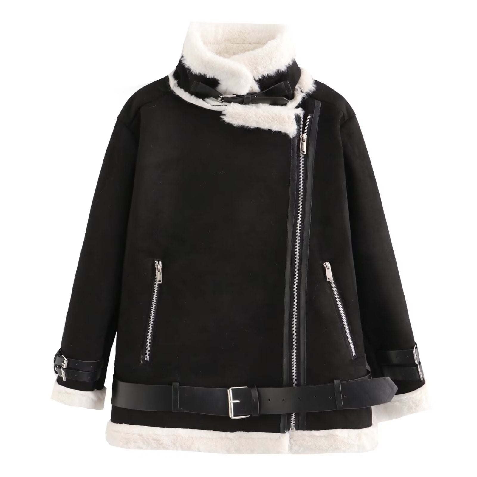 Faux Shearling Jacket Jacket Zipped Cotton Padded Jacket