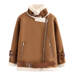 Faux Shearling Jacket Jacket Zipped Cotton Padded Jacket