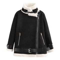 Faux Shearling Jacket Jacket Zipped Cotton Padded Jacket