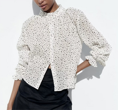 Chemise à pois avec dentelle western