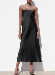 Amoi Black Midi Dress Tube Top Dress