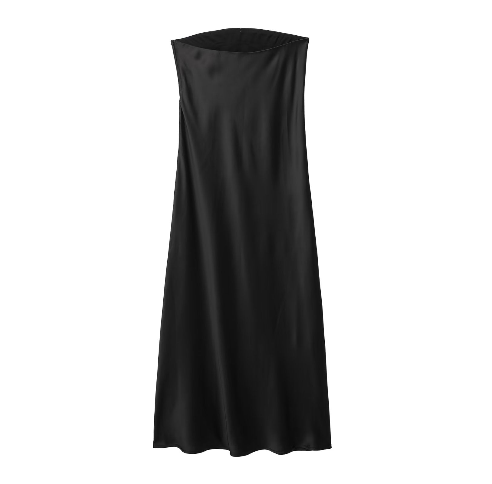 Amoi Black Midi Dress Tube Top Dress