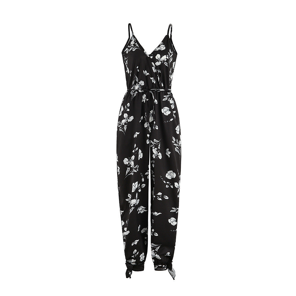 Backless Tether Deep V Plunge Plunge neck Strap Long Conjoined Trousers