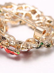 Broche couronne de Noël rétro en strass