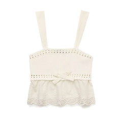 Bowknot Decoration Patchwork Knitting Top