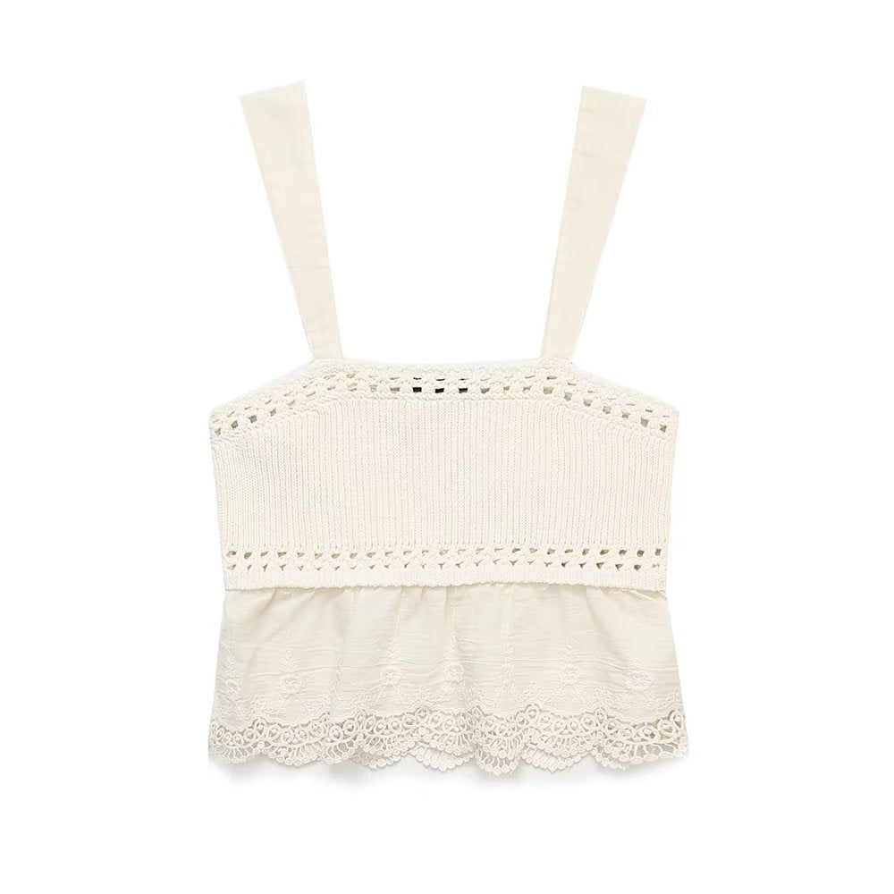 Bowknot Decoration Patchwork Knitting Top