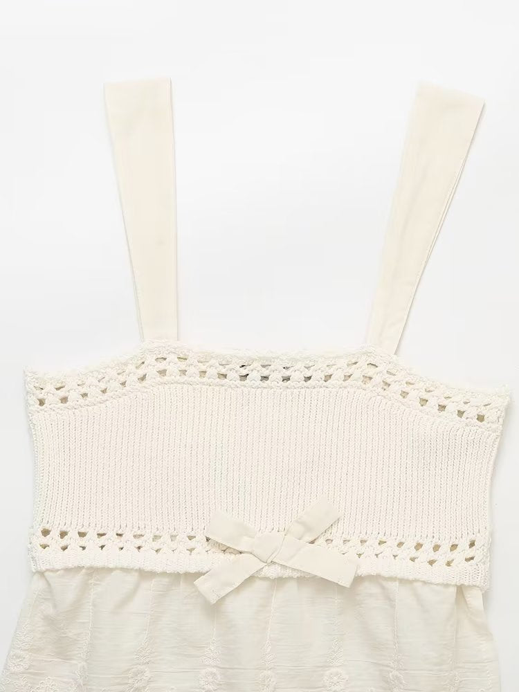 Bowknot Decoration Patchwork Knitting Top