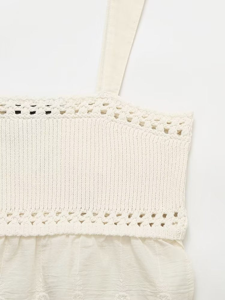 Bowknot Decoration Patchwork Knitting Top