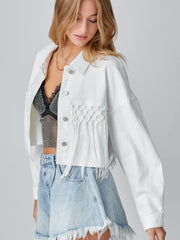 Tassel Short Denim Jacket Alphabet Jacket Top