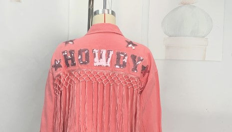 Tassel Short Denim Jacket Alphabet Jacket Top