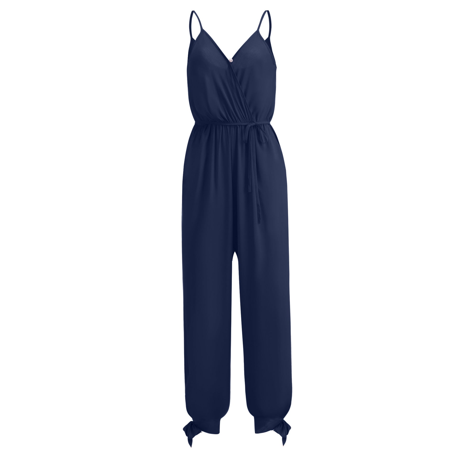 Backless Tether Deep V Plunge Plunge neck Strap Long Conjoined Trousers