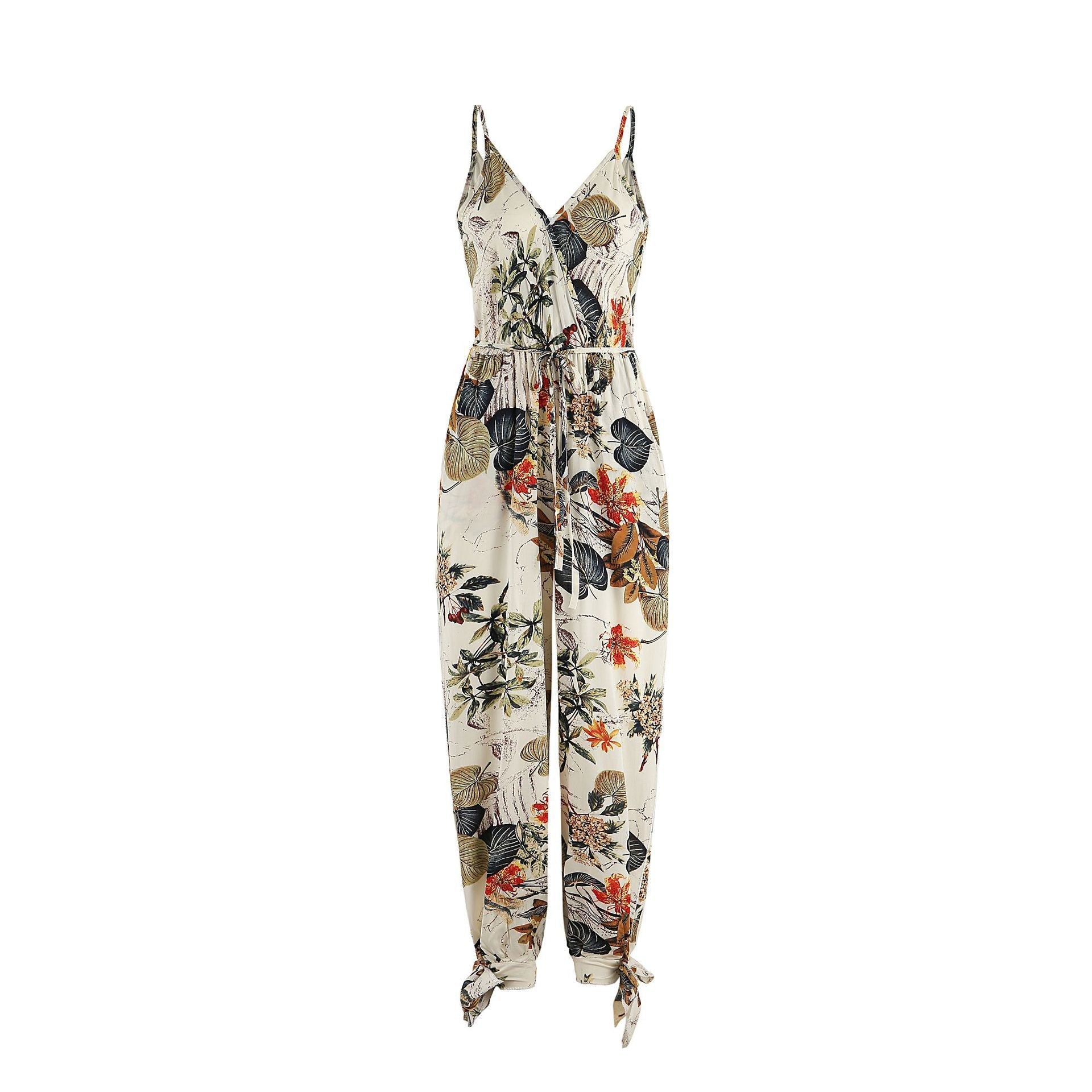 Backless Tether Deep V Plunge Plunge neck Strap Long Conjoined Trousers